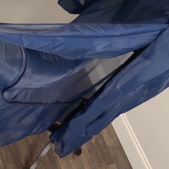 Shimmering  poly navy floorlength cover up with pockets - Picture 2 of 12